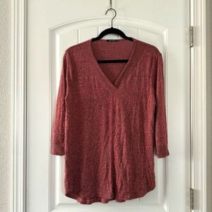 Pink Clover Dark Red V Neck Sweater Blouse